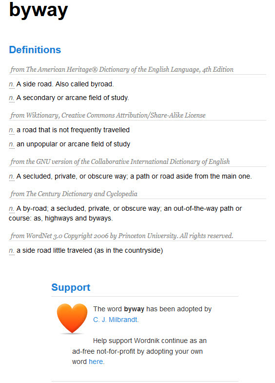 Byway Adoption on Wordnik